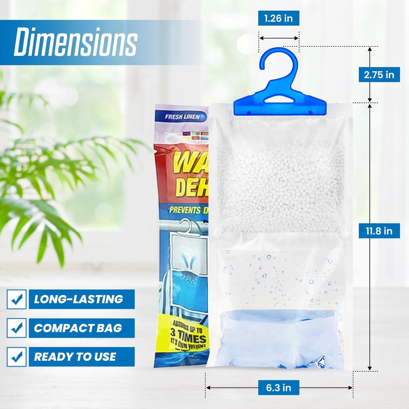 x5 Disposable Wardrobe Dehumidifier Hanging Bags - Specially Designed to