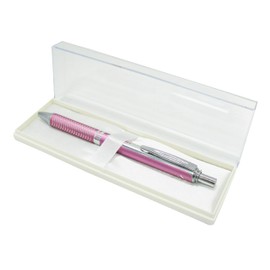 Pentel Energel Metallic Liquid Gel Pen 0.7mm Medium Nib Pink Barrel Black Ink In a Premium Case (BL407P-PBOX)