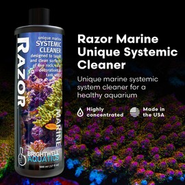 Brightwell Aquatics - Razor Marine - Unique Systemic Fish Tank Cleaner for Marine Aquariums - Aquarium Water Treatments, 16.9 fl oz