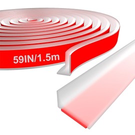 Silicone Shower Water Guard - Collapsible Dam with Self-Adhesive Barrier for Kitchen/Sink Area Edge (Transparent, 1.5m/59in)