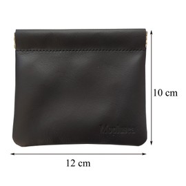 Moplusea Genuine Leather Small Coin Purse Wallet With Keychain, Mini Change Purse, Coin Pouch Holder For Men, Black Squeeze, Size 4.53*3.34 Inches, Genuine Leather