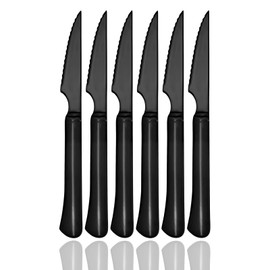 culterman black steak knives Ultra-Sharp Cutlery Set,Dinner Knives 6-Piece Stainless Steel kitchen Serrated Best chef Knife.