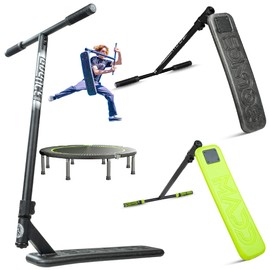 Bounce Trampoline Pro Scooter for Tricks – Real Headtube, Pro T-Bar, Foam Deck – Indoor & Outdoor Stunt Practice – Madd Gear (Black)