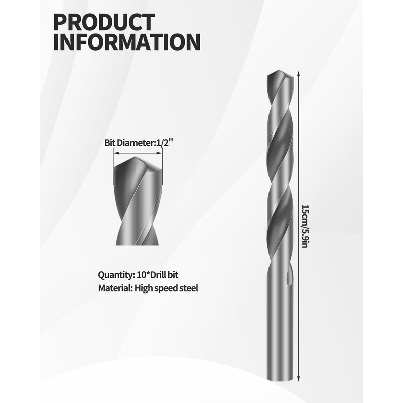 10 PCS 1/2 Inch Drywall Bit, Spiral Saw Tip Cutting