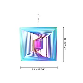 sourcing map Wind Spinner Square 9.84" x 13.39" Stainless Steel Reflectors Wind Chimes for Outdoor Devices Metal Decorations Keep Birds Away Yard Garden, Blue/Purple