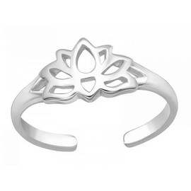 KIWI DAISY Lotus Sterling Silver Toe Ring, Minimalist Jewelry (Adjustable)