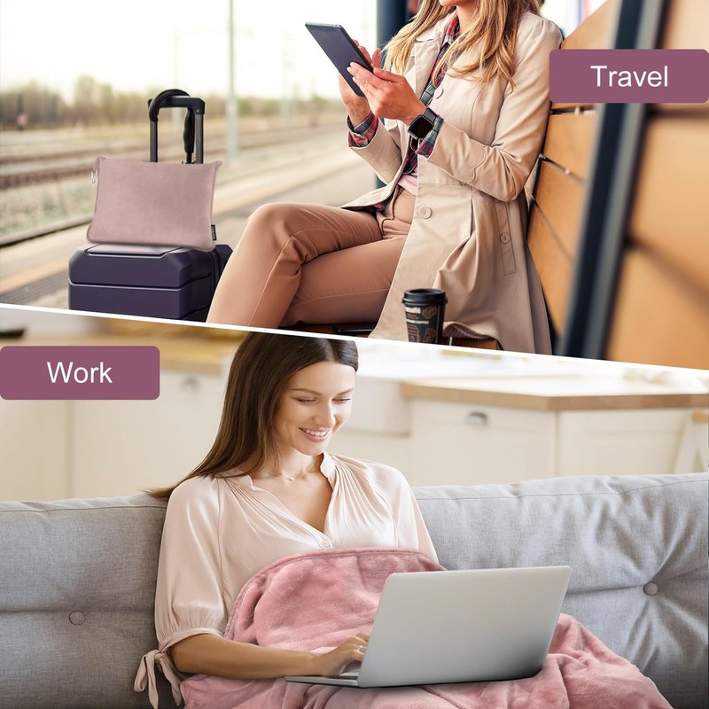 Bocguy Travel Blanket, Ultralight, 2-in-1 Transformation Pillow, Travel Blanket, Travel