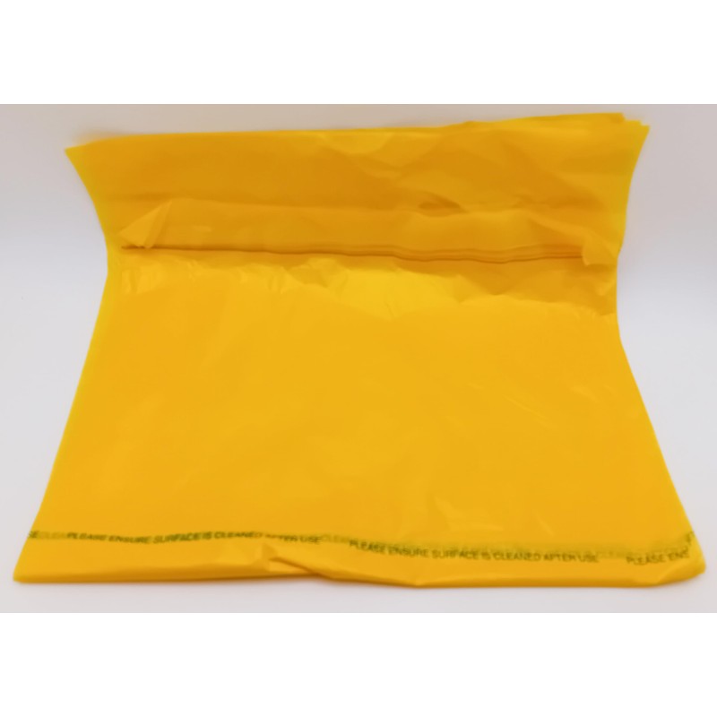 Yellow Polythene Clinical Disposable Bags 10.5" x 18" - Pack