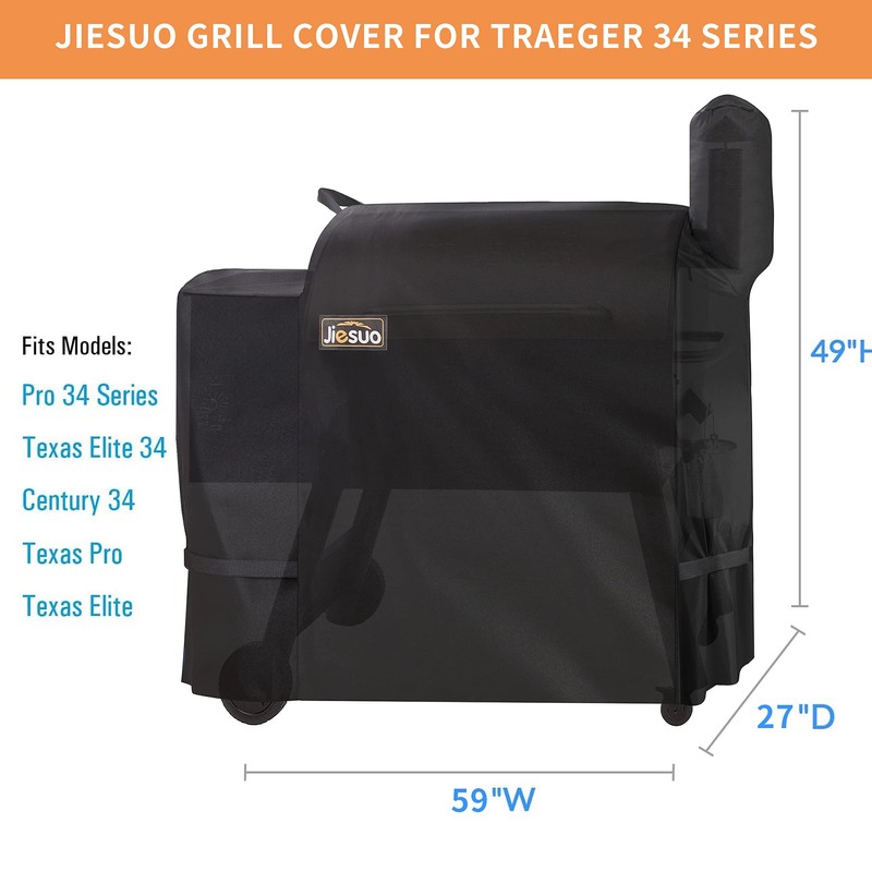 JIESUO Grill Cover for Traeger 34, Grills Accessories for Traeger