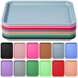 Mumufy Plastic Fast Food Trays Bulk Colorful Restaurant Serving Trays Cafeteria Rectangular Plastic Serving Platter Grill for Kitchen Restaurant Coffee(Classic Color,12 Pcs)