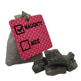 Lump of Coal Christmas Stocking Stuffer – Approximately 3.5 oz Real Coal in Burlap Bag – Gag Gift with Snowflake Crystal Growing Experiment – STEM Learning Experiment for All - Bag of Coal Gag Gift