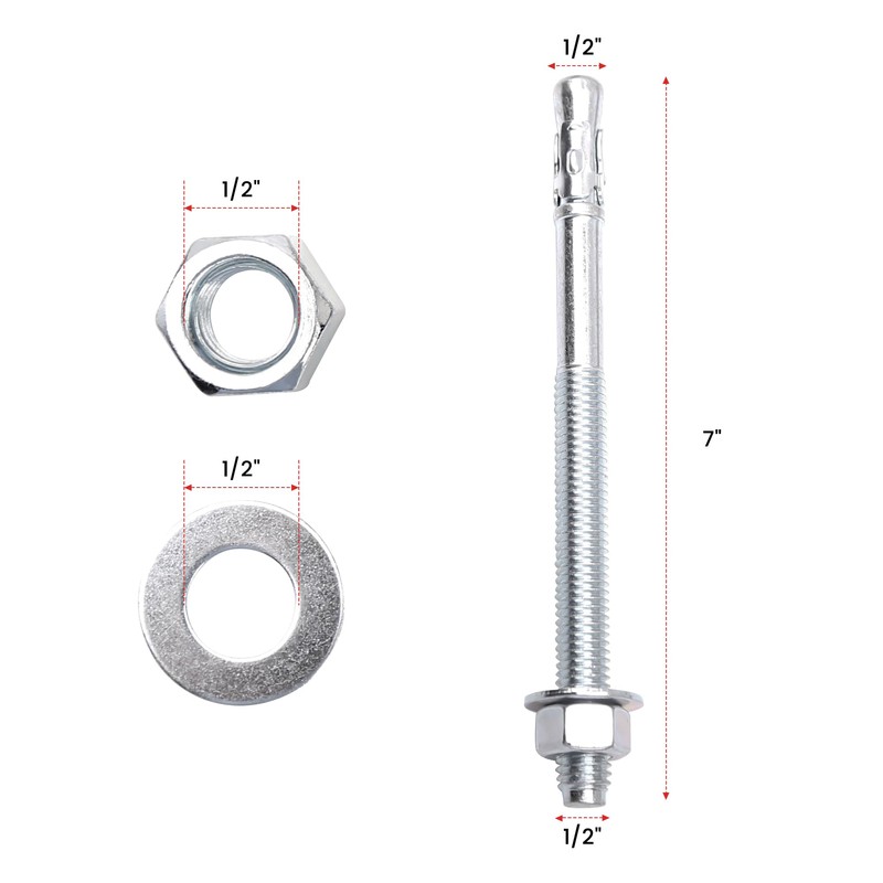 SONIGEKO 1/2"x7" Wedge ANCHORPZ - Concrete Anchor Carbon Steel Wedge