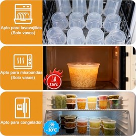 JEECOLI Juego de 60 Tuppers para Comida con Tapas Herméticas 3 Tamaños                                                                                