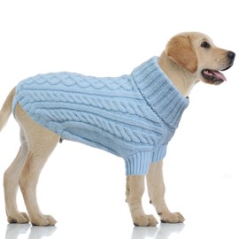 LiebeDD Dog Sweaters for Large Dogs, Dog Winter Sweater, Warm Cozy Sweater for Dog, Turtleneck Knitted Sweaters for Dogs, XXL Dog Sweater with Harness Hole and Legs (Blue 2XL)