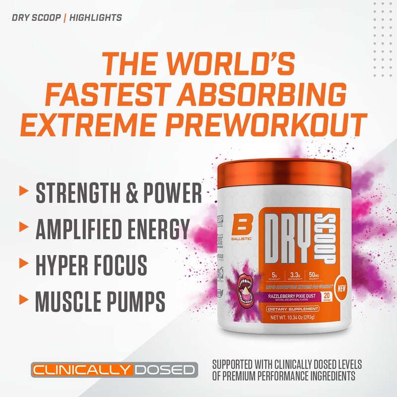 Dry Scoop Ballistic Supps Extreme Pre-Workout for Men and Women,