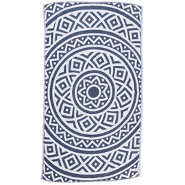 Bersuse 100% Cotton Venice Turkish Towel Beach Towel Bath Towel Dual Layer Peshtemal Beach Blanket Beach Essentials - 39x71 Inches, Dark Blue (Set of 3)