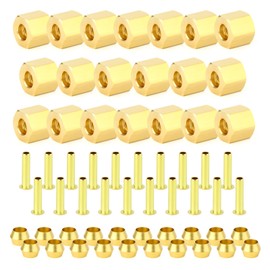 GASHER 60PCS Brass Compression Fitting Kit,Sleeve Ferrules&Insert Tube Support&Ferrule head,3/16" Tube OD