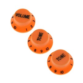 KAISH Set of 3 Orange w/Black Number ST Strat Style Guitar Knob Volume Tone Knobs