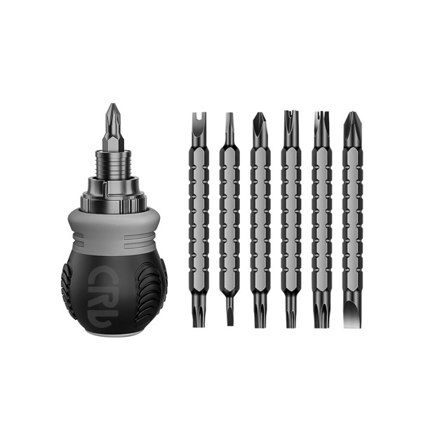 XIANGEN Short ratchet screwdriver CR-V hardened hard dual-purpose screwdriver head