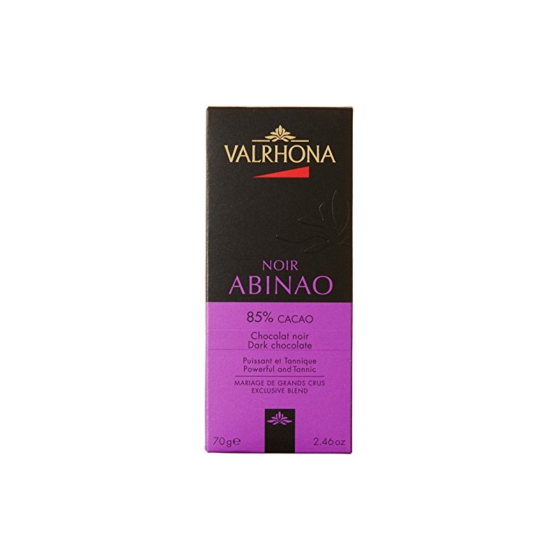 Valrhona Gourmet Dark Chocolate Bars "Abinao" 85% Cocoa, 2 bars