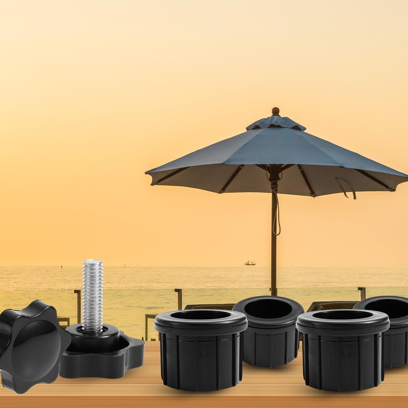 6pcs Umbrella Base Stand Replacement Parts, Black Plastic Umbrella Stand