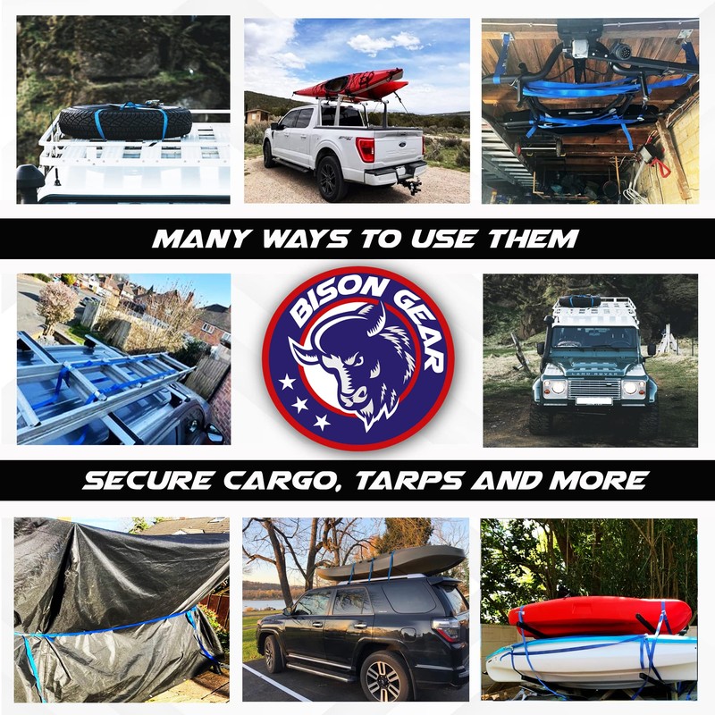 Bison Gear Tie Down Straps - UV Resistant Cargo Car