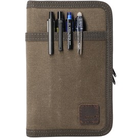 diodrio Field Notes Notebooks Cover for 3.3 x 5.5 Pocket Notebook Journal with Pen Holder, Water Resistant Zipper Cover for 3.5 x 5.5 Field Journal Planner Sketchbook, Waxed Canvas, Olive.