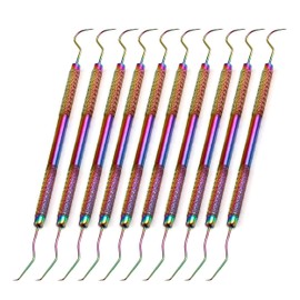 OdontoMed2011 Set of 10 Pieces Multi Titanium Rainbow Color Double Ended Explorer Probe No.5 Stainless Steel Dental Instruments
