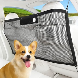 Dog Guard for Car Boot, Universal Pet Divider, Adjustable Barrier with Heavy Duty Mesh, Safety Net with Adjusting Rope and 4 Hooks, Prevents Pets from Moving to Front Seat