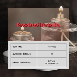 Hollowick Disposable Liquid Candles, 36 Hour, for Use in Glass Votive Tealight Lamp Holders, Restaurant Wedding Table Top Lights, Child Resistant Closures, 24 Pieces, Clear Fuel Oil HD36