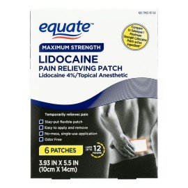 Equate Lidocaína Parches Para El Dolor De Espalda 6 Piezas