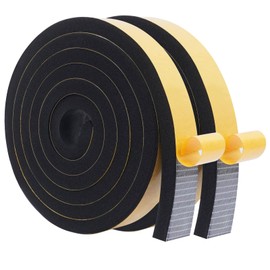 WochiTV High Density Foam Rubber Tape 25mm(W) x 10mm(T), Weatherstrip, Gasket Seal, Anti-Vibration, Anti-Collision, Shockproof for Car, Turck, Air conditioner, Total 4m (2 Strips, 2M Long Each)
