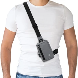 Peicees Small Crossbody Bag for Men Women Mini Sling Bag Travel Running Phone Daypack Cross Body Shoulder Bags with Keyholder, Grey