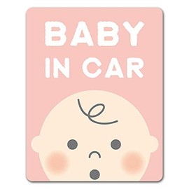 Baby Face Up Pink [BABY IN CAR] Car Magnet Sticker Baby Car