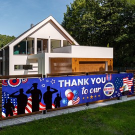 Veterans Day Banner-Thank You to Our Heroes Decorations Veterans Day Patriotic Theme Yard Sign Party Supplies Outdoor Military American Flag Banner