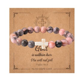 Cross Beaded Bracelet for Women Inspirational Baptism Gifts for Christians Gifts for Her Religious Birthday Gifts for Woman Granddaughter Daughter Graduation Gift for Best Friend Besties Gifts