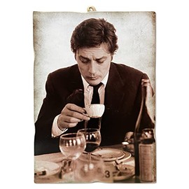 KUSTOM ART Cucuba Vintage Style Attore & Coffee Series Alain Delon Wooden Print 18 x 25 cm