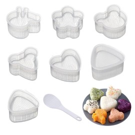 SWZY 8 pcs Creative Cartoon Sushi Making Tool, DIY Rice Ball Mold with Rice Spoon, Cute Cartoon Sushi Making Kit Non Stick Rice Ball Bento Presses Mold, Rice Maker for Kids Bento Home DIY Tool