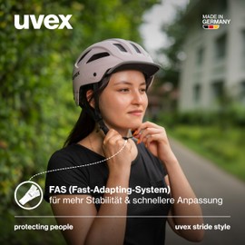 uvex stride style - sturdy city bike helmet for men & women - individual fit - upgradable with an LED light - powder matt - 56-59 cm