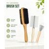 Angootao 3Pcs Natural Boar Bristle Brush Set for Short Haired
