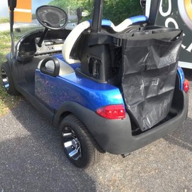 Club Clean Universal Cart Bag – Golf Cart Grocery Bag & Storage Carrier – Fits 2 & 4 Seat Golf Carts – Mesh Bag for EZGO, Yamaha, Club Car – Grocery, Beach, Chair & Supply Buggie Bag Attachment Black