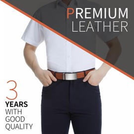 Zitahli Mens Belt Leather - Ratchet Belt for Men Dress Pant Shirt Oxfords,Micro Adjustable Black Brown Belt,Trim To Fit 42"-48"