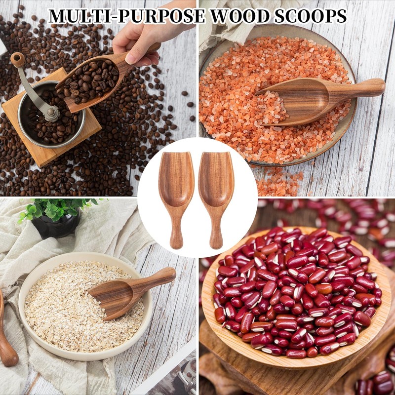 NLHL Large Wooden Scoop 1PCS - 6.3Inches Wood Scoop for