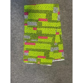 Unbranded ON SALES 6 YARDS 100% Cotton African Kente Pink And Green Ankara Wax Fabric