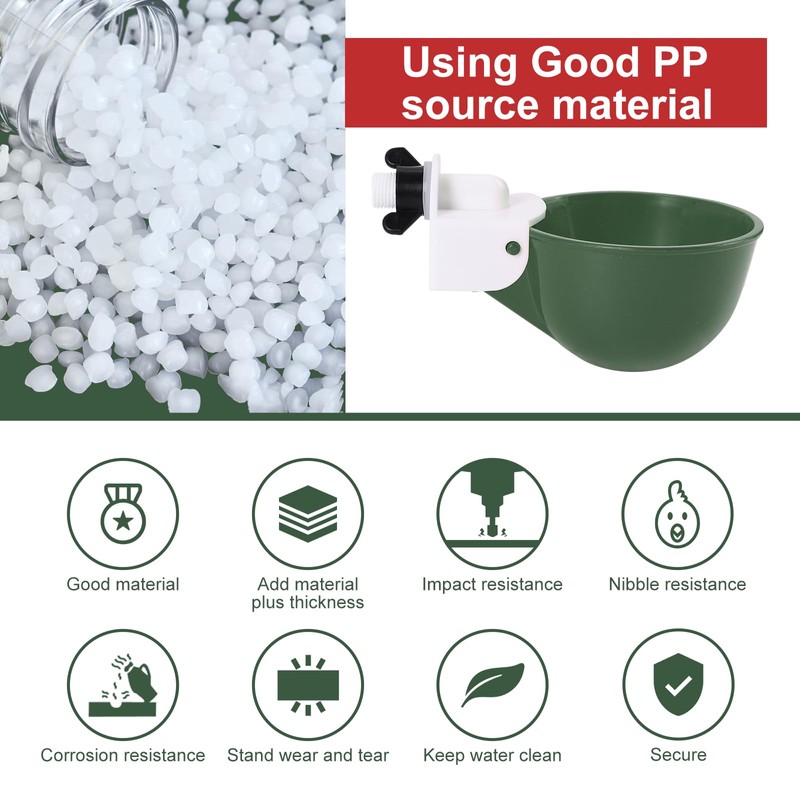 Psarnuk Chicken Waterer Cups (8 Pack/Green) - DIY Automatic Large