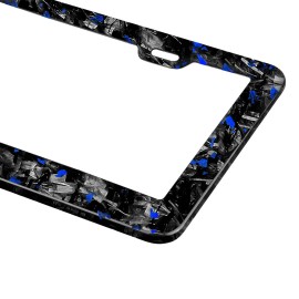 BLVD Blue Flake Real Forged Carbon Fiber License Plate Frame