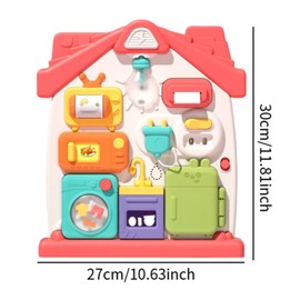 Colcolo Busy Board Montessori Toy Multifunction Early Learning Puzzle Game Sensory Activity Board for Ages 0-3 Years Kids Boys Girls, Red