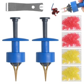 Realure Pack of 1100 Micro Bait Rings Red Yellow Rubber Ring with 2 Pieces Pellet Bait Bander, Carp Fishing Accessories for Quick Fixing of Bait, Pellets Bait, Bee Maggots, Worm (Blue)