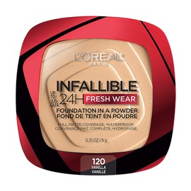 L´Oréal Paris base de maquillaje en polvo de larga duración Infallible 24h Freshwear, Tono120 Vainilla, 9gr