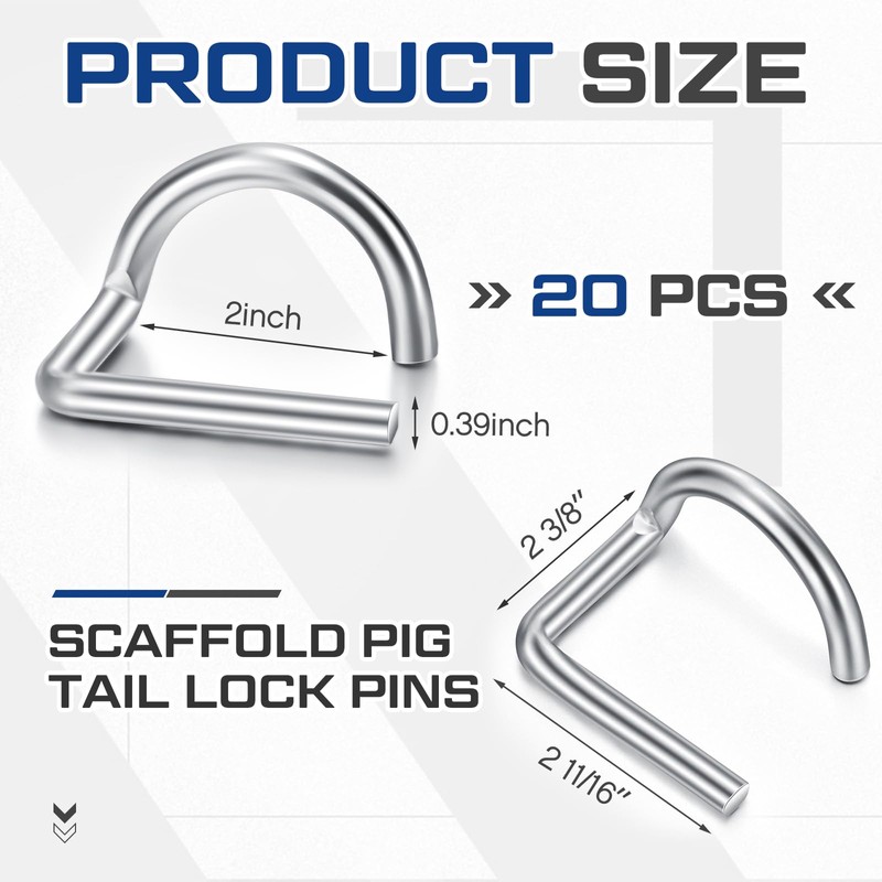 MorningRo 20 Pcs Pig Tail Pin 2'' Scaffolding Gravity Locking